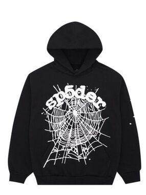 Black Graphic Spiderweb Hoodie Sweatshirt - Men